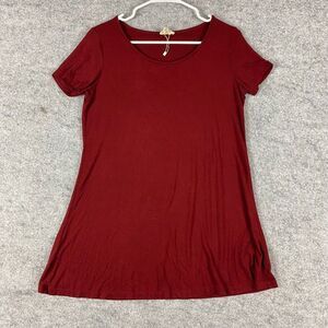 Posh by Anna shirt women's m Tunic boho short sleeve casual Stretch red  flow